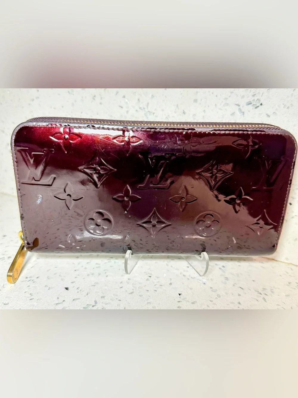 Louis Vuitton Patent Vernis Zip Wallet in Bordeaux